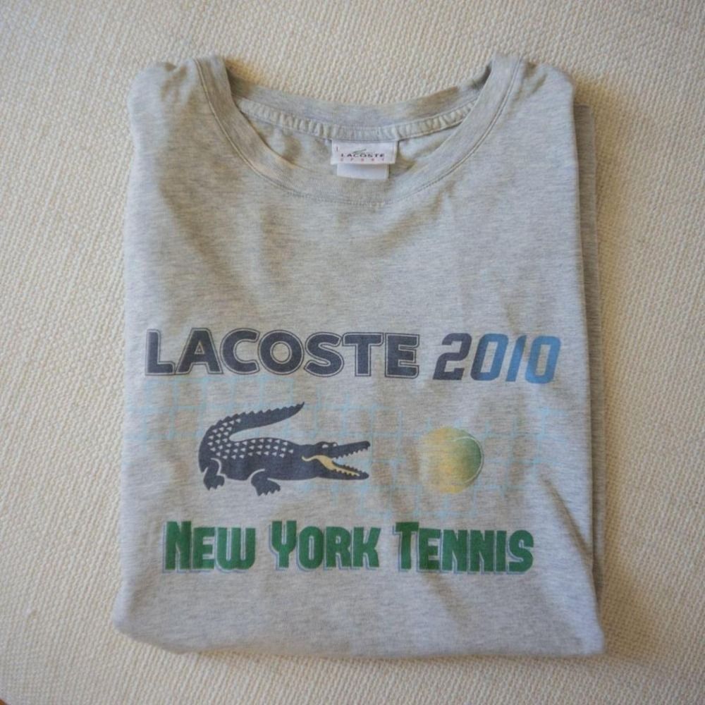Lacoste 2010 New York Tennis Logo Preppy Sporty Graphic Y2K Style Men's T Shirt